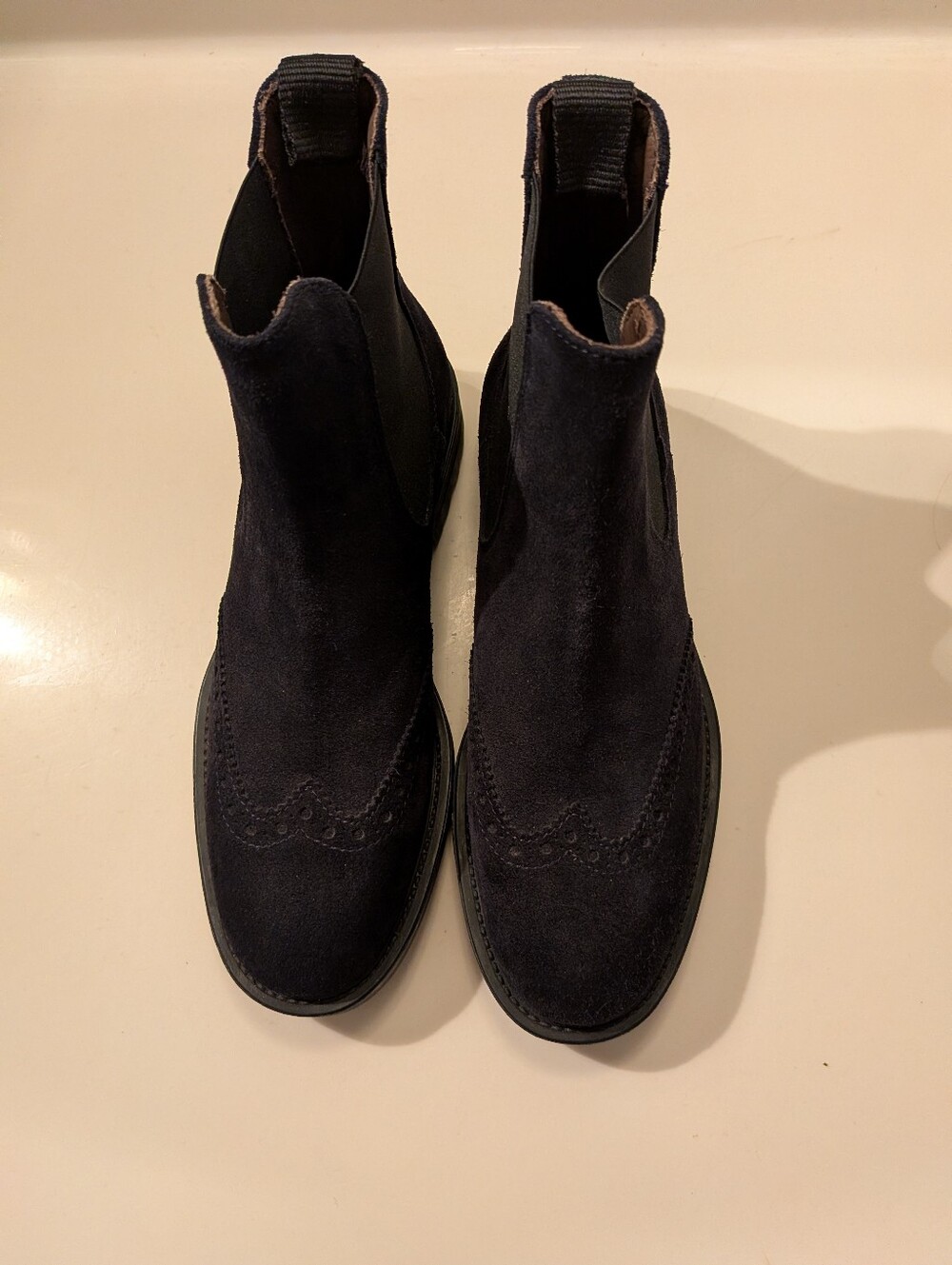 MANOVIA 52 | Suede Navy Wingtip Chelsea Boots | EUR 36